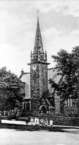 Methodist Church.JPG - Methodist Chapel - with tower and spire.  ( Does anyone know the date?)  The Chapel. tower and spire were demolished in 1970 due to wood rot.  This was located in front of the present Chapel, on what is now the car park. The present chapel  was originaly the sunday school.